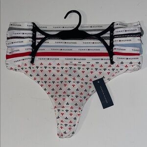 Tommy Hilfiger L thongs stars blue red new 5 pack thong cotton spandex NWT